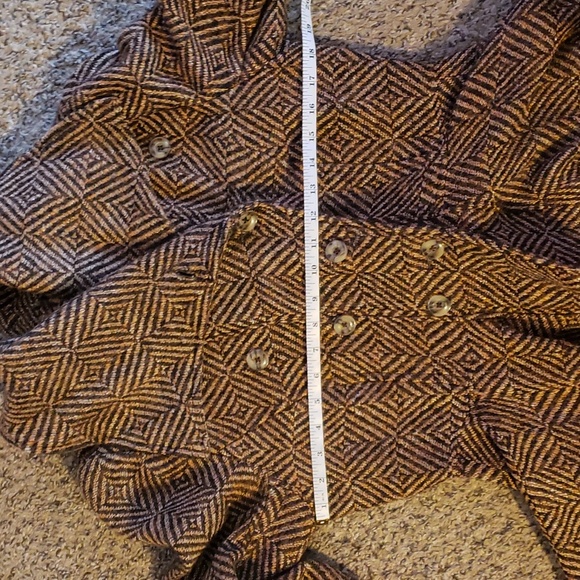 Free People brown 70s print geometic peplum blanket jacket womens 10 - Picture 8 of 12